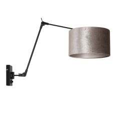 Zwarte wandlamp Prestige Chic 8122ZW met grijs velours kap