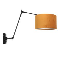 Zwarte wandlamp Prestige Chic 8123ZW met goud velours kap