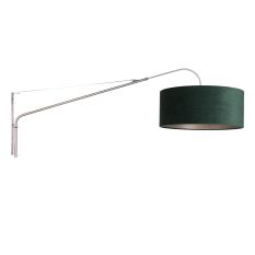 Staalkleurige wandlamp Elegant Classy 8130ST met groen velours kap