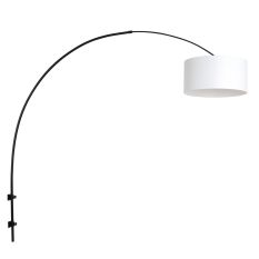 Zwarte boog wandlamp Sparkled Light 8136ZW met wit linnen kap