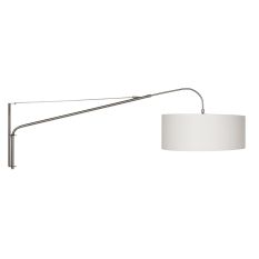 Steel-colored wall lamp Elegant Classy 9328ST with white coarse linen shade