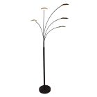 5-lichts vloerlamp Synna 1327ZW – Stijlvolle zwarte booglamp met LED en dimfunctie