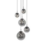 Hanglamp Bollique 2730ZW zwart 5 lichts met smoke glas