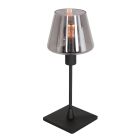 Tafellamp Ancilla 3102ZW zwart touch on/off met smoke glas