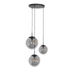 Hanglamp Bollique 3123ZW zwarte 3 lichts lamp met smoke glas