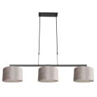 Zwarte 3-lichts hanglamp Stang 3459ZW met grijze velours kappen
