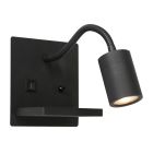 Wandlamp Upround 3654ZW Zwart met draadloze telefoonlader
