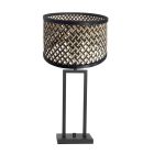 Lampe de table noire Stang 3703ZW avec interrupteur rotatif et abat-jour en bambou naturel/noir