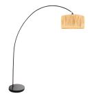 Arc lamp Solva 3740ZW with a beige / yellow grass lampshade