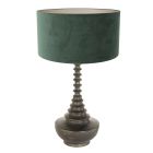 Lampvoet Bois 3762ZW zwart bruin met groene velours kap Greenwave