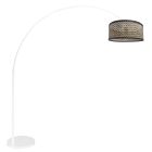 Witte vloerlamp / booglamp Sparkled Light 3784W met bamboe zwart naturel kap