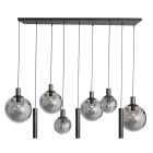 Hanglamp Bollique 3798ZW zwarte 9 lichts lamp met smoke glas