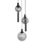 Hanglamp Bollique 3800ZW zwarte 5 lichts lamp met smoke glas