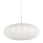 Staalkleurige hanglamp Sparkled Light 3808ST met wit zijden kap van 60cm