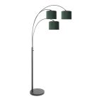3-lichts vloerlamp Sparkled Light 3827ZW met groen velours kappen