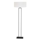 Zwarte vloerlamp Stang 3851ZW met wit linnen kap Ø50