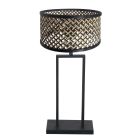 Zwarte tafellamp Stang 3856ZW met zwart beige bamboe kap