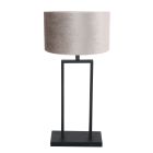 Zwarte tafellamp Stang 3858ZW met grijs velours stoffen kap