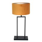 Zwarte tafellamp Stang 3859ZW met goud velours stoffen kap