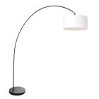 Arc lamp Solva 3894ZW black with a white linen lampshade