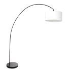 Arc lamp Solva 3897ZW Black with a coarse white linen shade