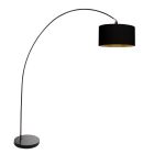 Black arc lamp / floor lamp Solva 3902ZW with black linen shade