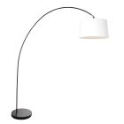 Arc lamp Solva 3903ZW with a white linen lampshade