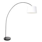 Arc lamp Solva 3904ZW with a white coarse linen lampshade