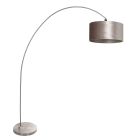 Arc lamp Solva 3909ST Steel with a taupe velvet lampshade