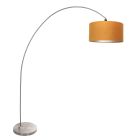 Arc lamp Solva 3910ST Steel with a gold-colored velvet lampshade