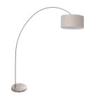 Booglamp Solva 3912ST Staal met een grijs linnen lampenkap