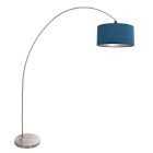 Arc lamp Solva 3914ST Steel with a blue velvet lampshade