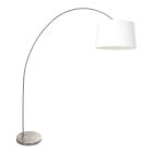 Staalkleurige booglamp / vloerlamp Solva 3915ST met blauw linnen kap