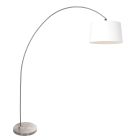Arc lamp Solva 3917ST with a white coarse linen lampshade