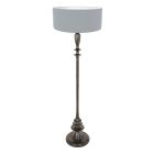 Zwarte vloerlamp Bois 3925ZW met schakelaar en spijkerstof blauw linnen kap