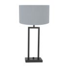Black table lamp Stang 3946ZW with rotary switch and blue linen shade
