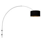 Boog wandlamp Sparkled Light 3966ST staal met luxe zwart linnen kap