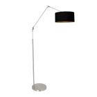 Steel-colored floor lamp Prestige Chic 3975ST with black linen shade