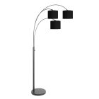 3 Lichts vloerlamp Sparkled Light 3977ZW met zwart gouden linnen kappen