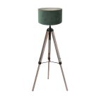 Vloerlamp Triek 4104ZW driepoot met een groene velours kap Greenwave