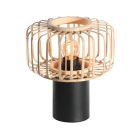 Black table lamp Bloeba 4143ZW with natural bamboo shade