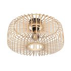 Plafondlamp Breeza-Beach 4145ZW zwart met bamboe kap Ø50 cm