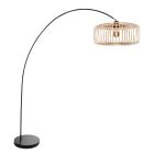 Booglamp Solva 4156ZW zwart met naturel bamboe kap