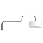 Zwarte Wandlamp Bloeba 4175ZW met wit grof linnen kap