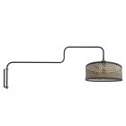 Zwarte Wandlamp Bloeba 4181ZW met naturel / zwart bamboe kap