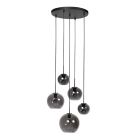 Sferio 4281ZW hanglamp met 5 rookglazen pendels