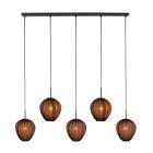 Hanglamp Silura 4287ZW – 5-lichts balk met linnen kapjes