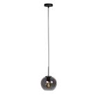 HaloSwap 4292ZW – Schwarze Hängelampe mit kugelförmigem Rauchglas Ø20 cm