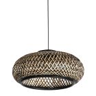 HaloSwap 4296ZW – Suspension noire avec abat-jour en bambou (Ø 50 cm)