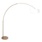 Booglamp Sparkled Light 4304BR brons met grof wit linnen kap